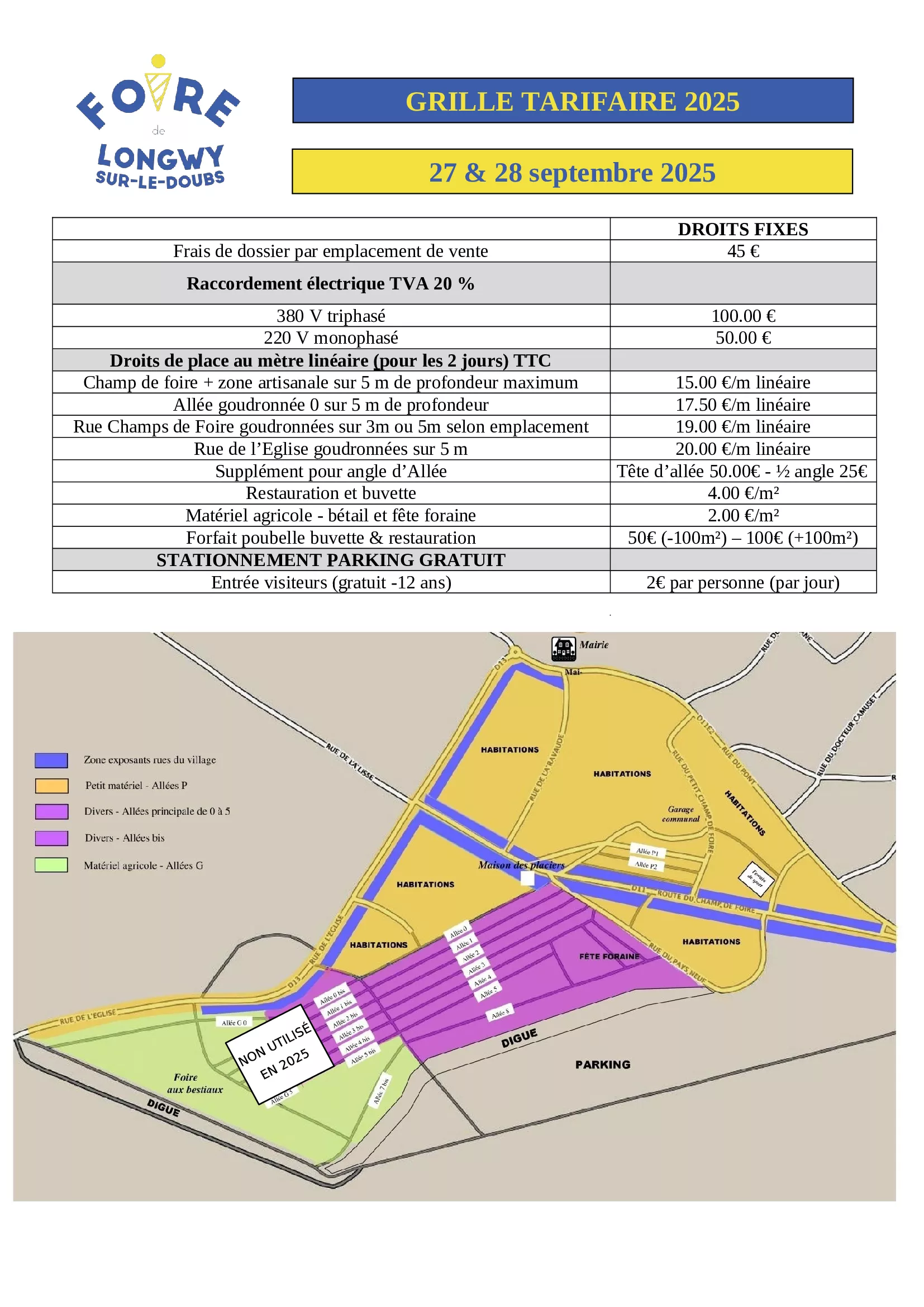 Tarif foire 2025